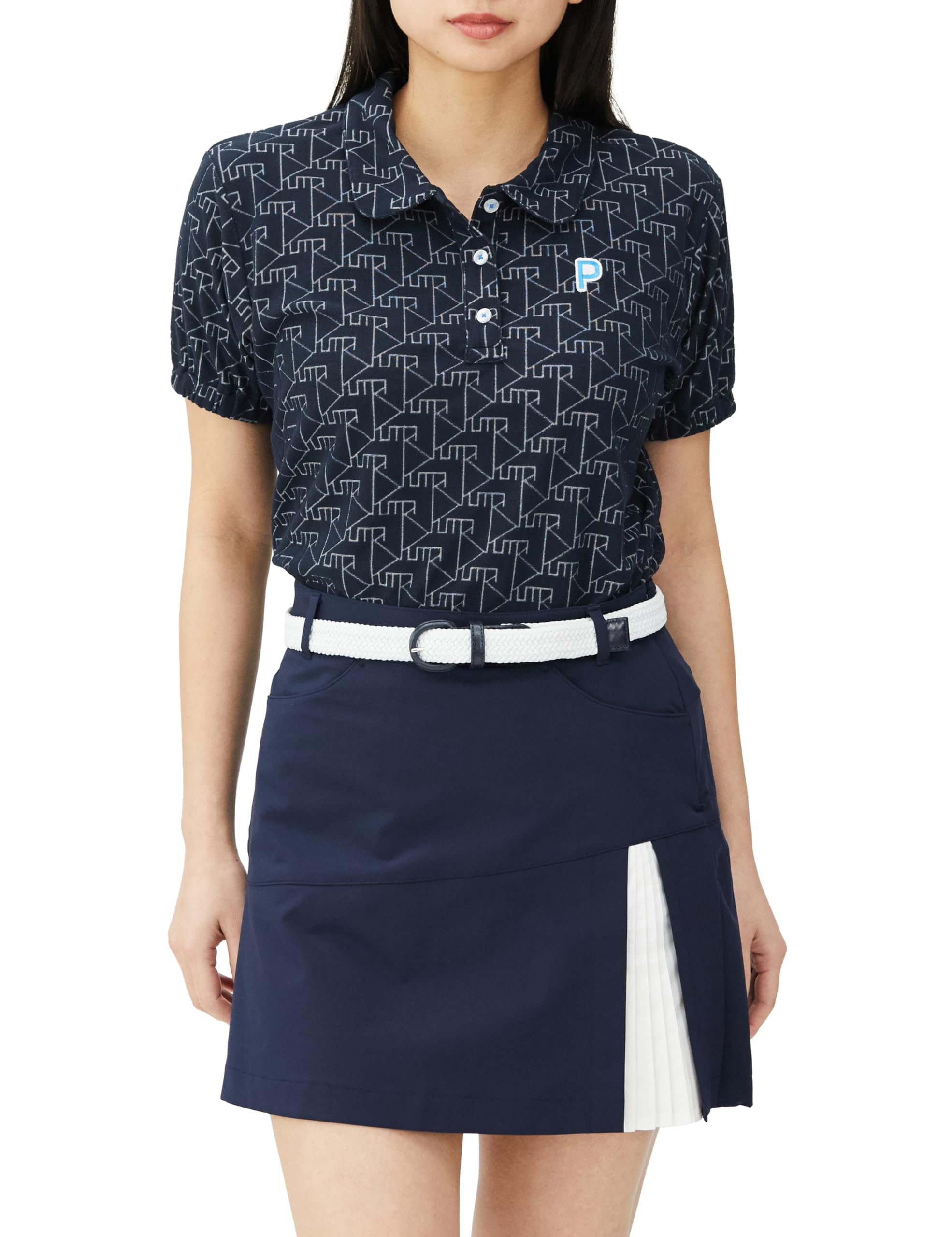 

PUMA Golf Shirt GOLF W P Jacquard Pile Relax Deep Navy Polo/Short Sleeve/627705 Women s