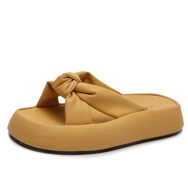 

Cool slippers women s summer wear new thick-soled casual non-slip pregnant women s beach sandals lazy fashion one-word drag 35 жёлтый
