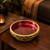 Round Solid-Wood Serving Bowl Deep Footed Wooden Handcrafted for