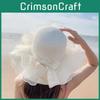 Kids Sun Protection Woven Straw Hat With Wide Brim For Beach Summer Holiday Dressup
