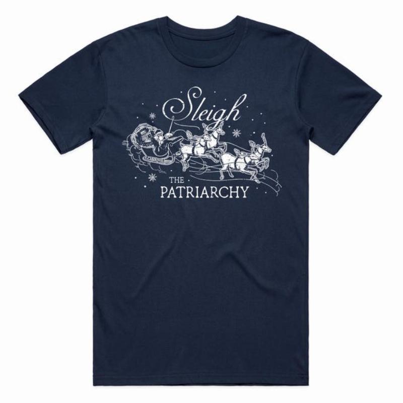 Sleigh The Patriarchy Christmas TShirt Tee Top Xmas Gift Unisex Womens Fashion Graphic T Shirts Aesthetic Clothes Yk Top Tee