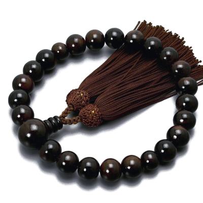Men's Kyoto Buddhist Prayer Beads, Striped Ebony, 22 Beads, with Silk Tassel, Suitable for All Sects, Informal Funerals, Buddhist Altars, Mourning