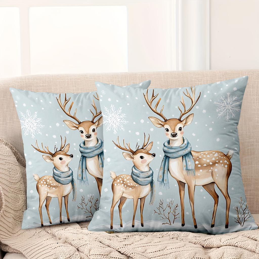 1 Pieces Cute Deer with Snowflakes Printed Pillow Covers Polyester pillowcase, sofa decorative cushion cov Headboard Pillow