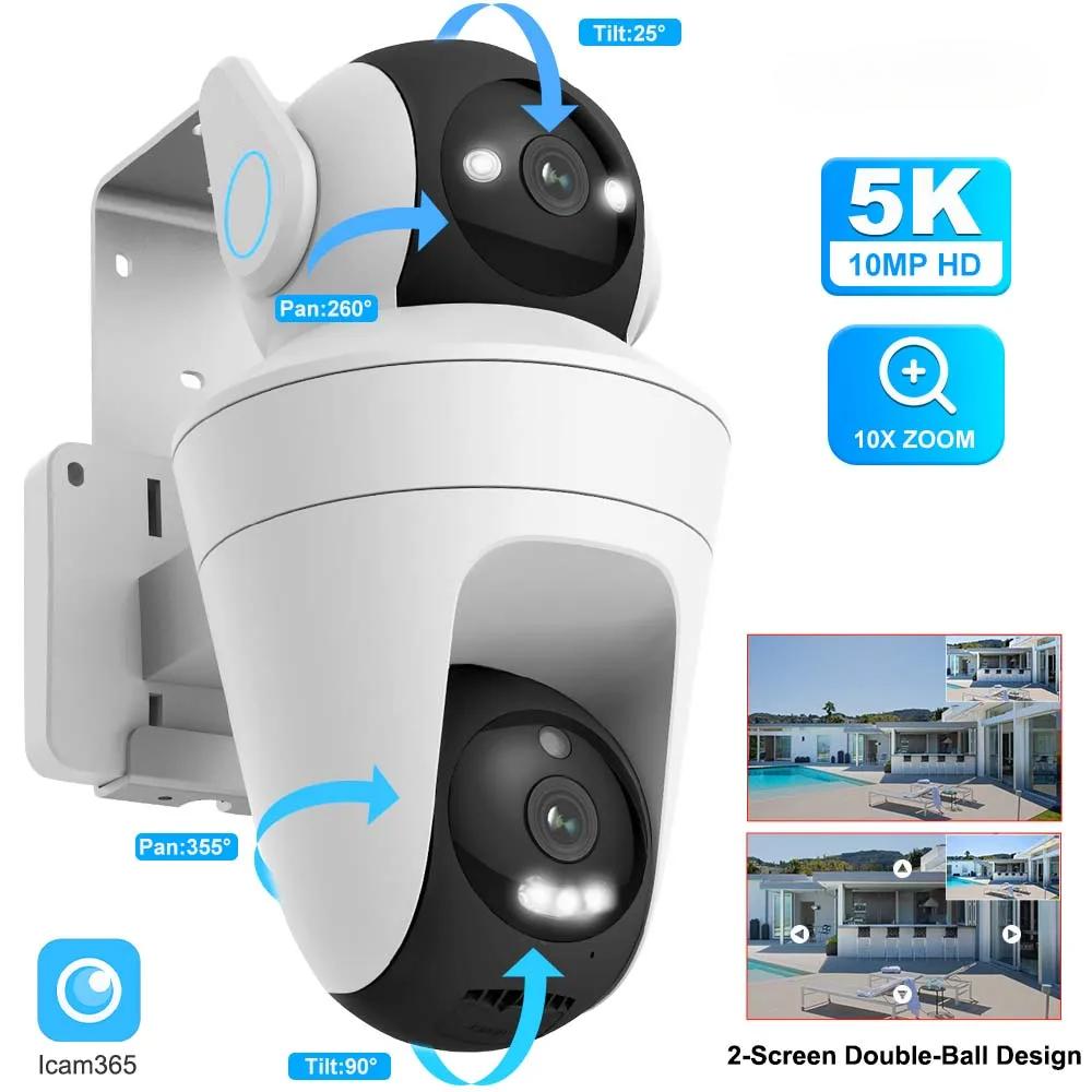 

5K 10MP Wifi IP 10X Zoom Dual Lens Outdoor PTZ Camera Security Auto Tracking Smart Home CCTV Cam 360° Відеоспостереження 8MP Camera