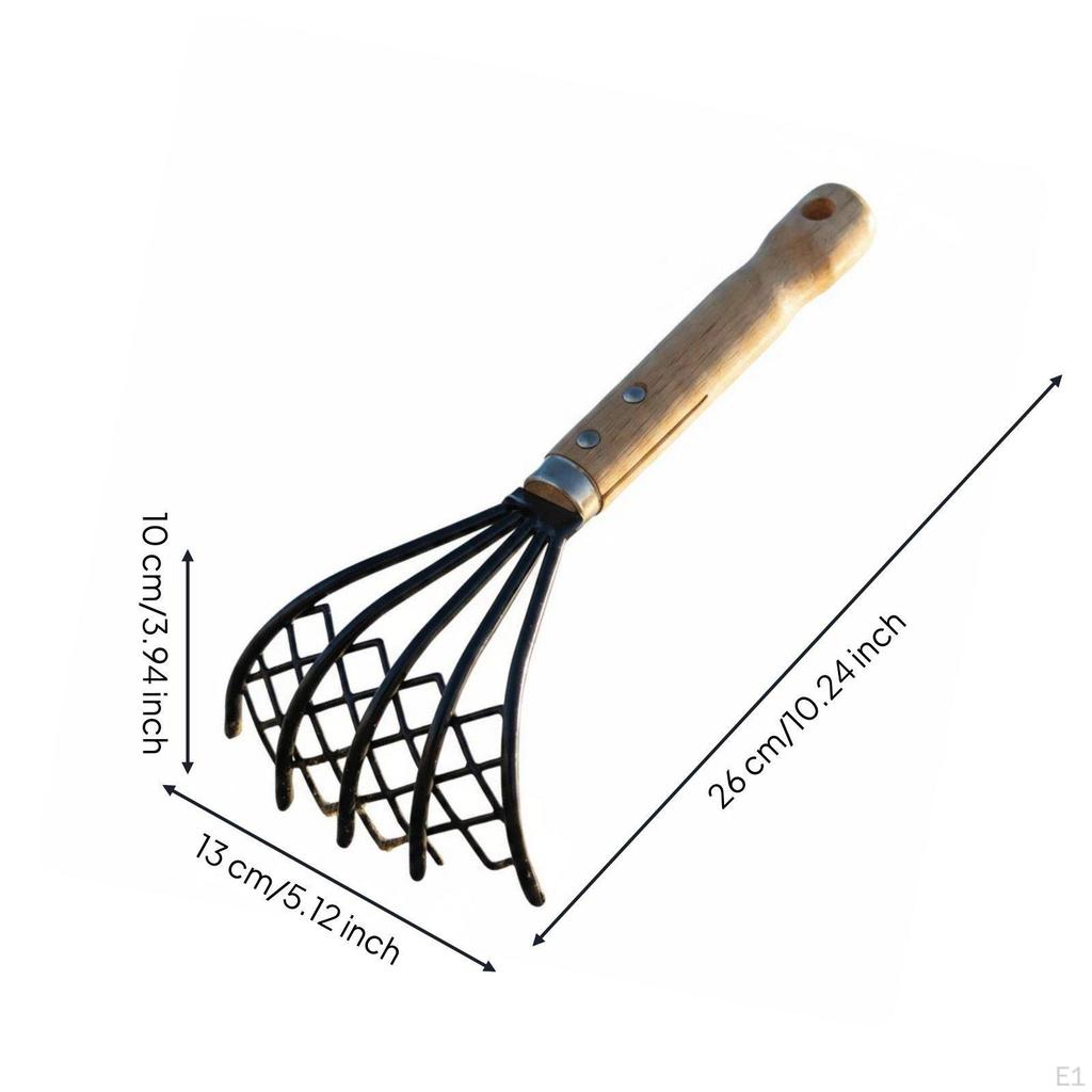 5 Claw Sand Rake Easy to Use Clamming Portable Shell Digger Tool Short with Net