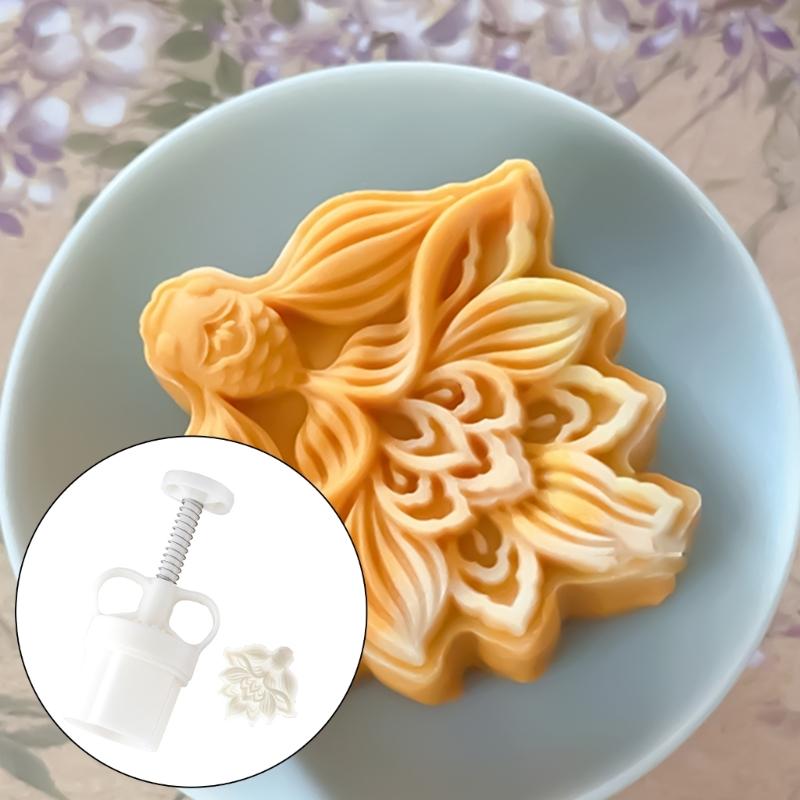 Fish Flower Moon Cakes Press Molds Cookie Stamp Chinese MidAutumn Moon Cakes Maker Decorating Tool for Making Cookie