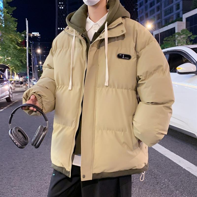 New Autumn and Winter Leisure Sports Versatile Men and Women Couple Cotton Clothes Fake Two Hooded Thickened Warm Cotton Coat