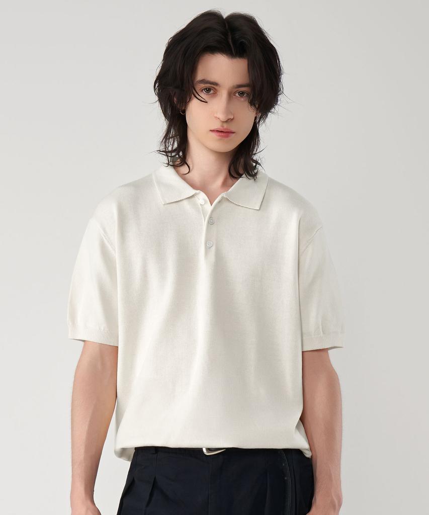 UNTAPPED STUDIO [2Pack] Washable Cool Cotton Short Sleeve Collared Knit 4 Colors (Type A)