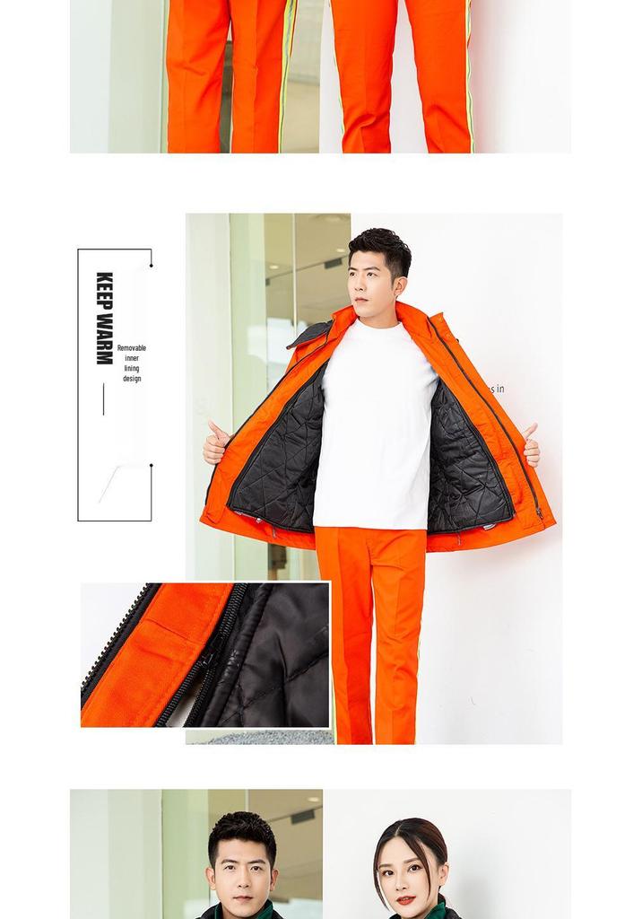 Reflective Cotton Work Jacket for Road and Landscaping Crew - Winter Cold-Proof for Sanitation, Traffic, and Property Management.