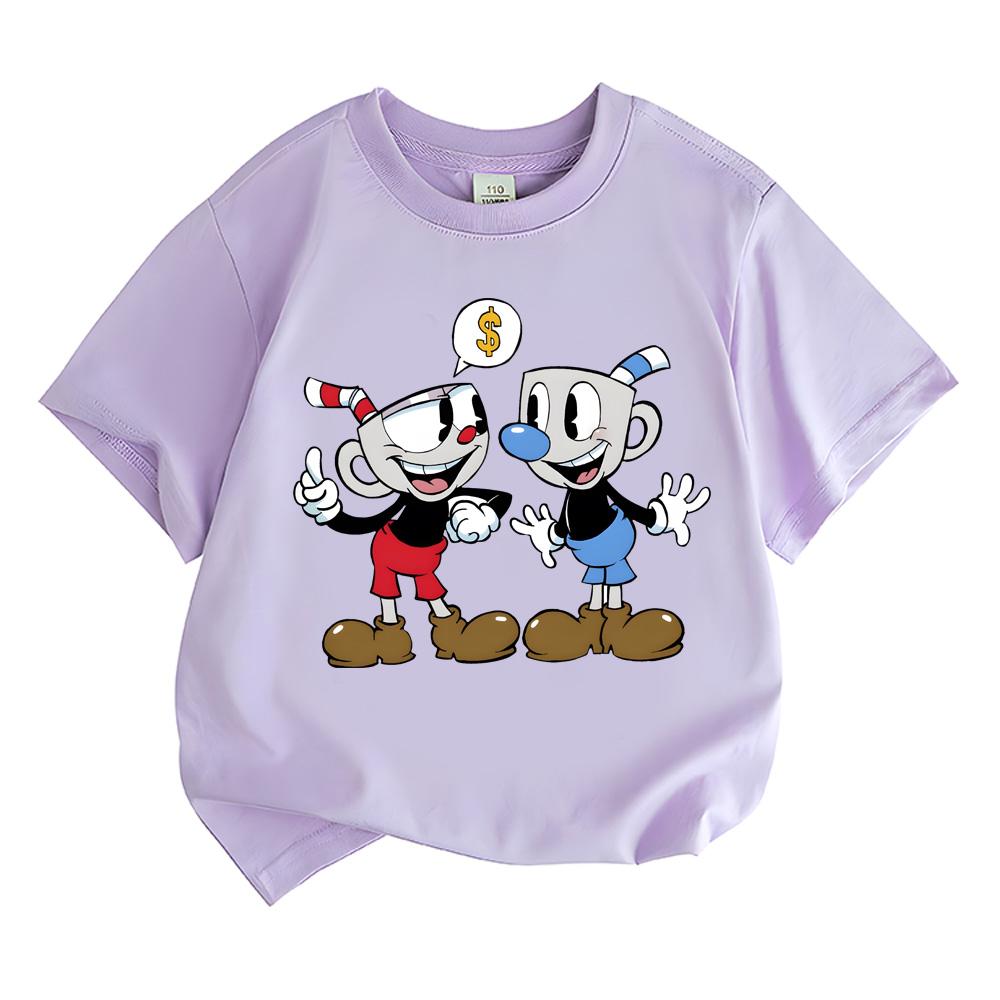 Cuphead 2026 NEW Cartoon T-shirt Boys Girls Kids Clothing Tops Streetwear Manga/Comic Short Sleeves Sports Fashion Tees Toddler