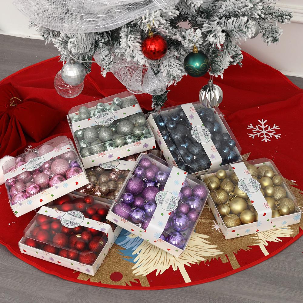44-Piece Christmas Tree Ornament Set: Glittered Christmas Balls In Gift Box