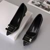 Four Seasons Black High Heels Femininity Premium Wedding Banquet Shoes Thick Heels Not Tired Leather Shoes New Single Shoes