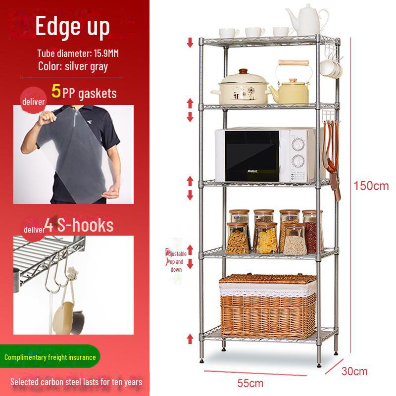 Multi-layer metal storage rack for kitchen, microwave, floor, bathroom, oven seasoning.