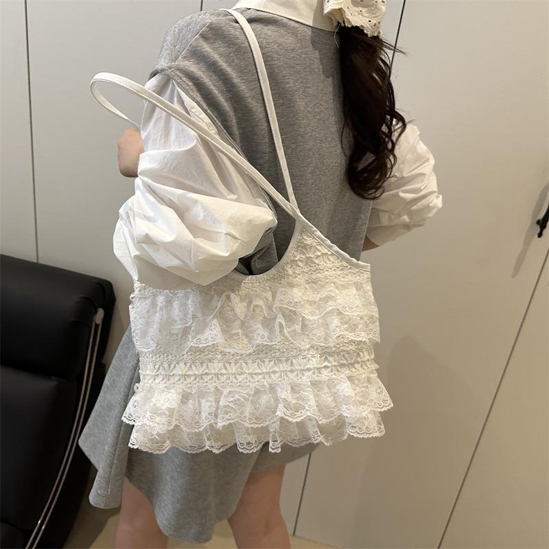 Niche Lace Tote Bag New High-value Simple Tote Bag Versatile Trend Commuter Shoulder Messenger Bag