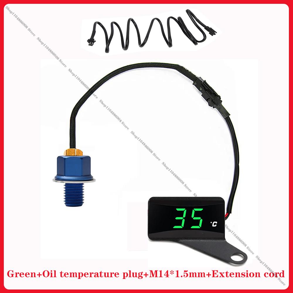 Motorcycle oil temperature gauge universal motorcycle temperature measuring instrument modificat thin thermometer Green M14-1.5 right