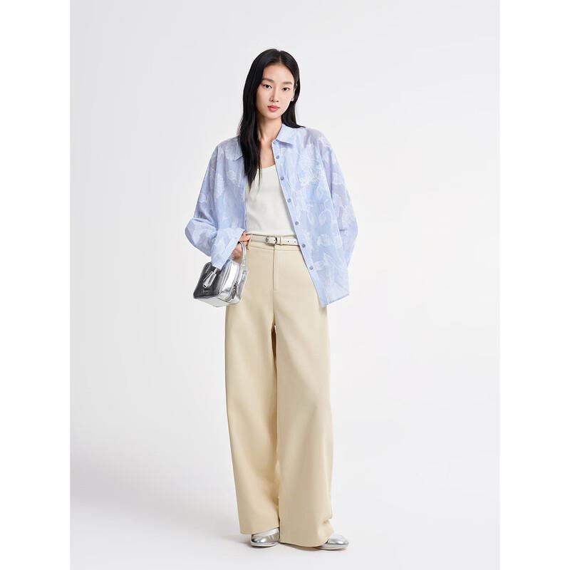 Anna Kou Women s Lace Splicing Striped Shirt L