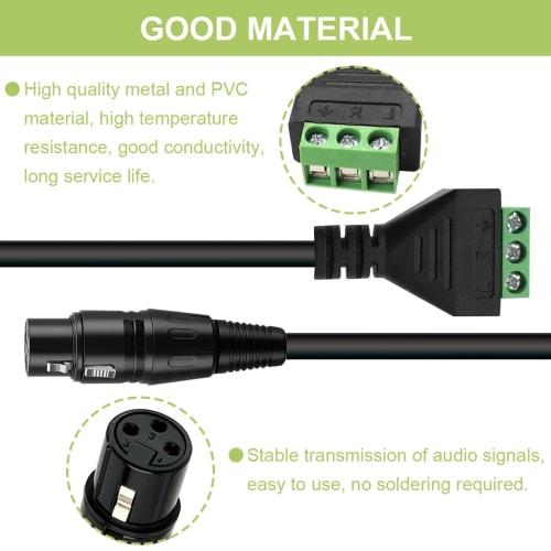Xiatiaosann 2pcs 3-Pin XLR to Terminal Converter Adapter, 3-Pin XLR Female to Terminal Converter Cable with Driver for Speakers, Sound Equipment, Micr
