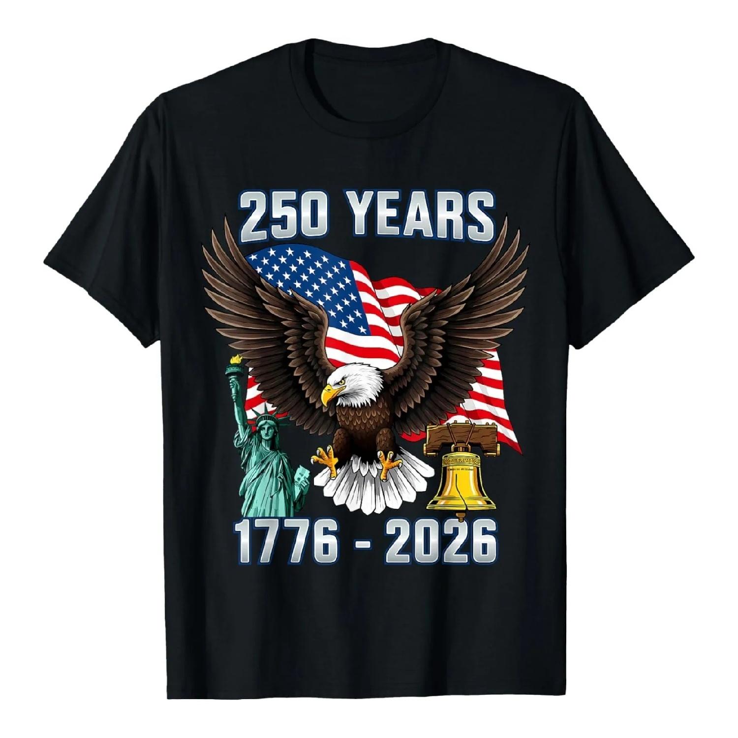 

250 лет истории Америки 1776 2026 Двухсотлетие Графическая футболка Унисекс Футболка с коротким рукавом S чёрный