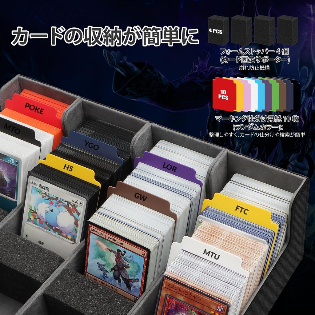 AOBOPLE Deck Case Large Capacity 2800 Card Storage Box Horizontal 4 Rows PU Leather Card Storage Magnetic Card Case Trading Card Split Style for