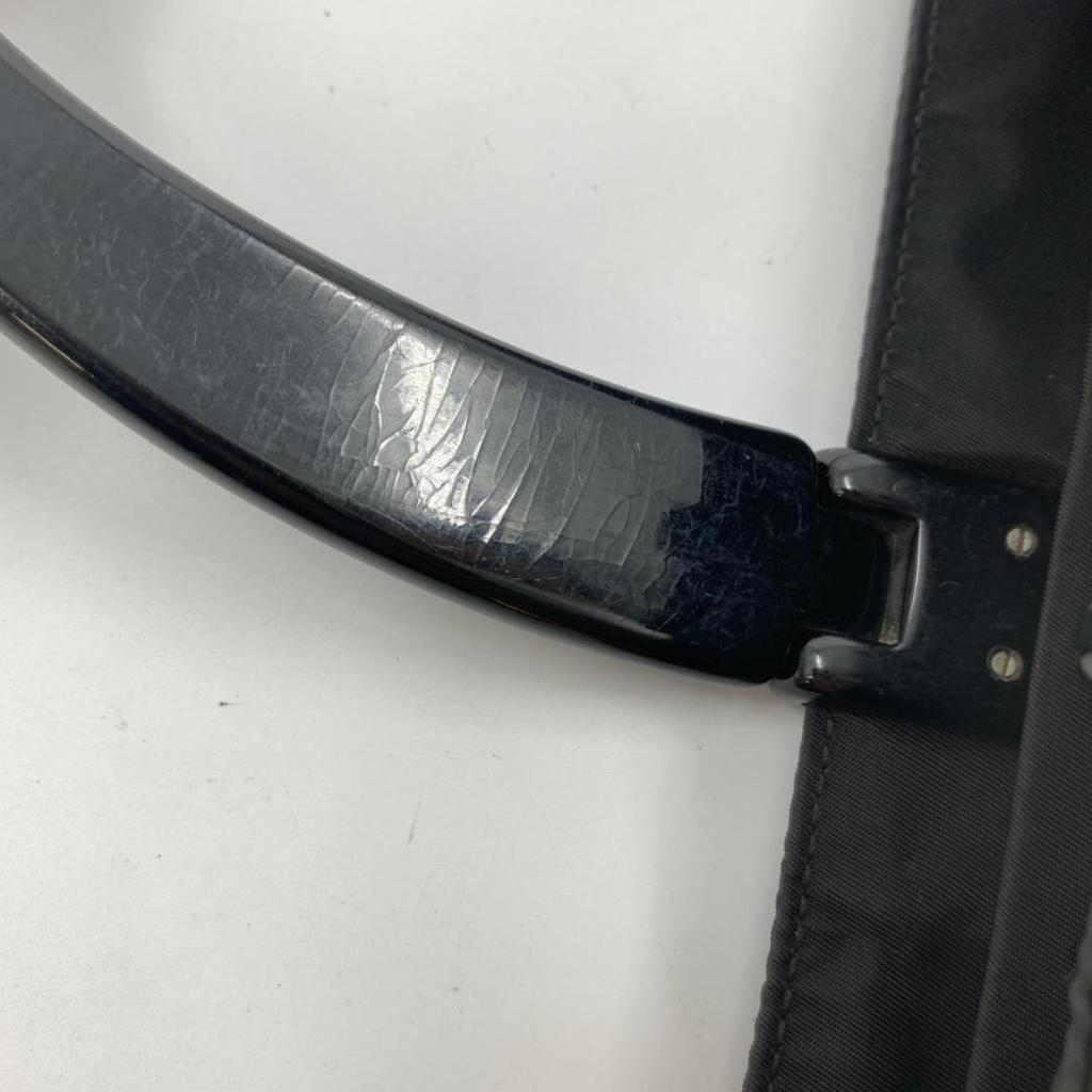 PRADA Handbag Tote Bag Tessuto Nylon Plastic Handle B8363 Black Triangle Logo Plate White Tag