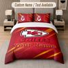 Custom Bedding Set Kansas City Chiefs Pattern, Print Name Text 1 Duvet Cover Plus 2 Pillowcases Home Textile