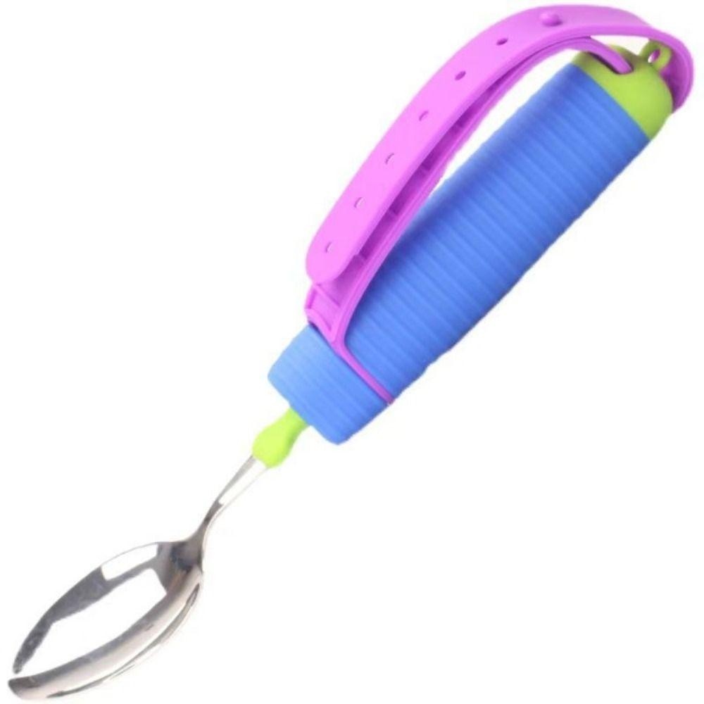 2Pcs/Set Nonslip Elderly Spoon Utensils Rotatable Food Aid Spoon Handicapped People