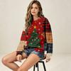 Women's Casual Christmas Print Neck Sweatshirt for Holiday