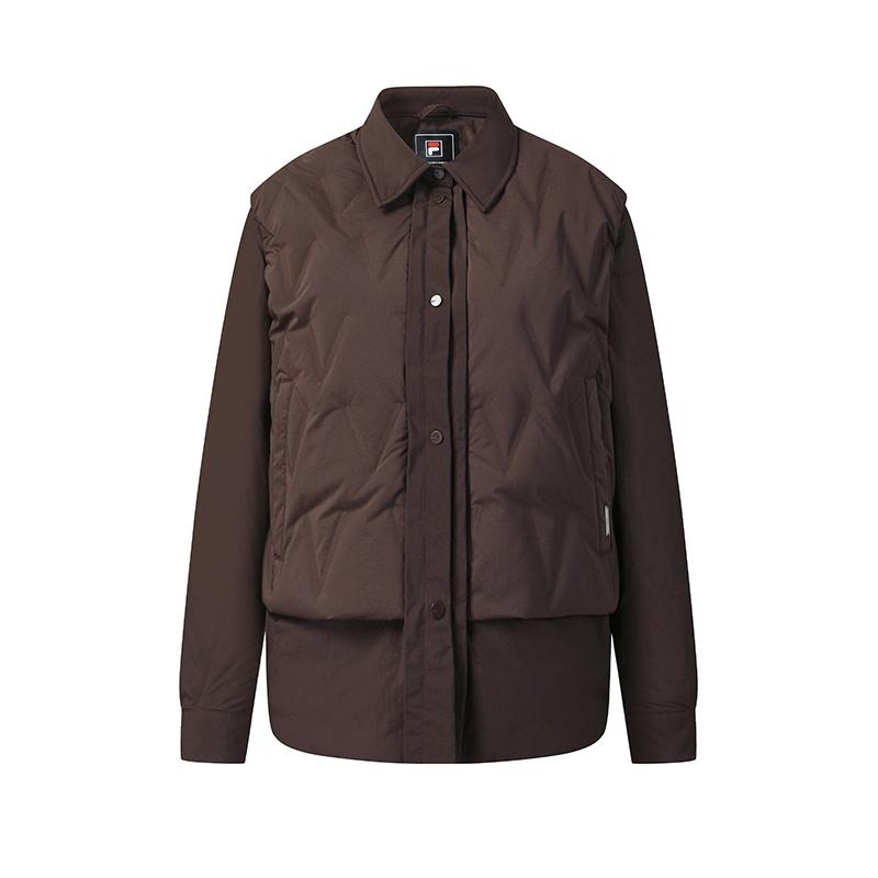 

FILA White Fashion Classic Comfortable Warm Versatile Detachable Two-Piece Down Jacket Women outerwear Dark-Winter-Coffee F11W543903FDK M