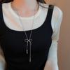 Brushed water drop love pendant, pull-out necklace, simple and high-end sweater chain, niche cold wind necklace jewelry