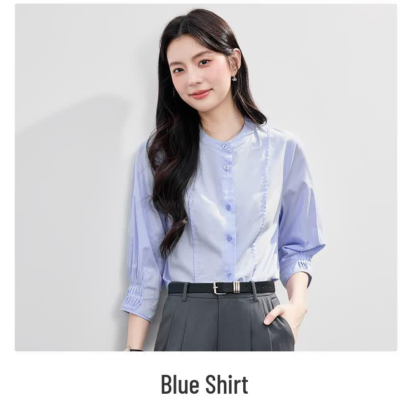 HANMANKE Women s Elegant Seven-Sleeve Professional Shirt L