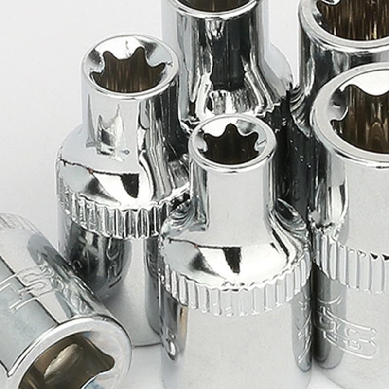 6Pcs Multipurpose Hex Socket 1/4Inch Socket Set With Ratchets Compatibility Professional Heavy Duty Steel Construction