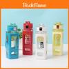 Square Plastic Water Bottle With Handle, Modern Simple Style, Portable Sports Bottle With Straw, 700ml