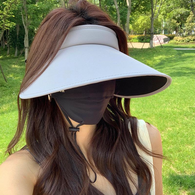 Summer Large Brimmed Ice Silk Hat Empty Top Hat Women's Outdoor Ultraviolet Portable Hat Foldable Sun Protection Hat