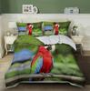 Ložní souprava Ara King/Queen Size Barevný Papoušek Povlak na Peřinu Děti Chlapci Přírodní Tropická Zelená Rostlina Pták Polyesterový Povlak na Přikrývku