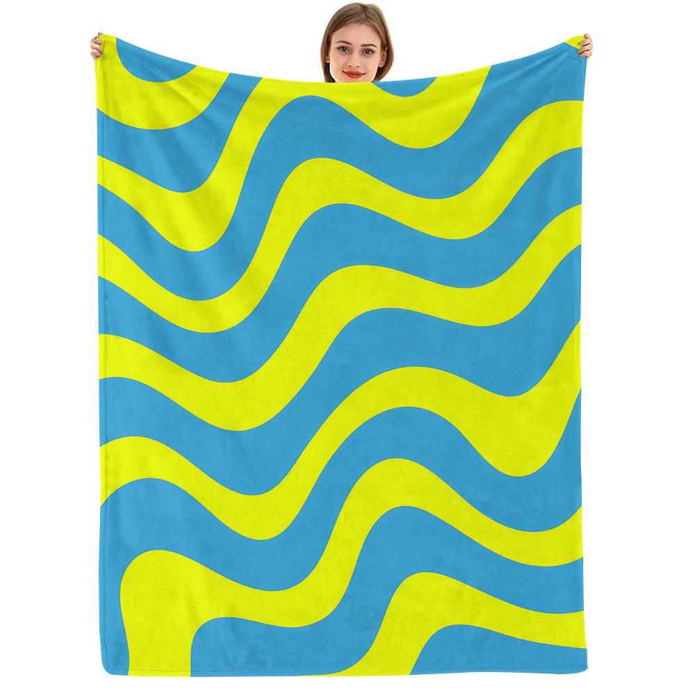 Cyan Yellow Swirl Lightweight Microfiber Soft Christmas Fleece Blanket Warm Cozy Throw For Bed Sofa Office Travel All Season