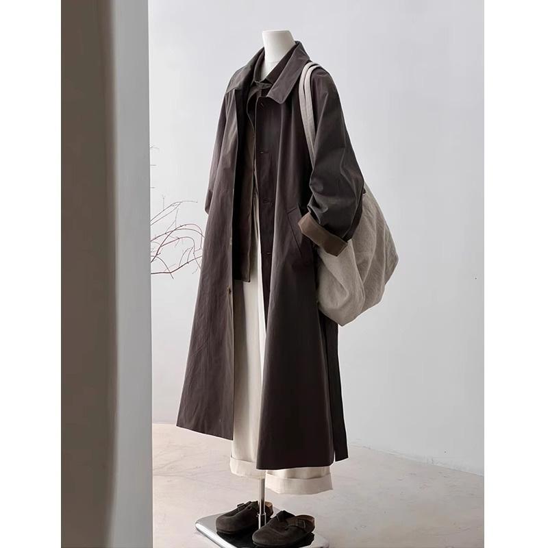 

Women s Hepburn Style Mid-Length Khaki Trench Coat - 2025 Spring/Autumn Collection L бежевий/абрикосовий
