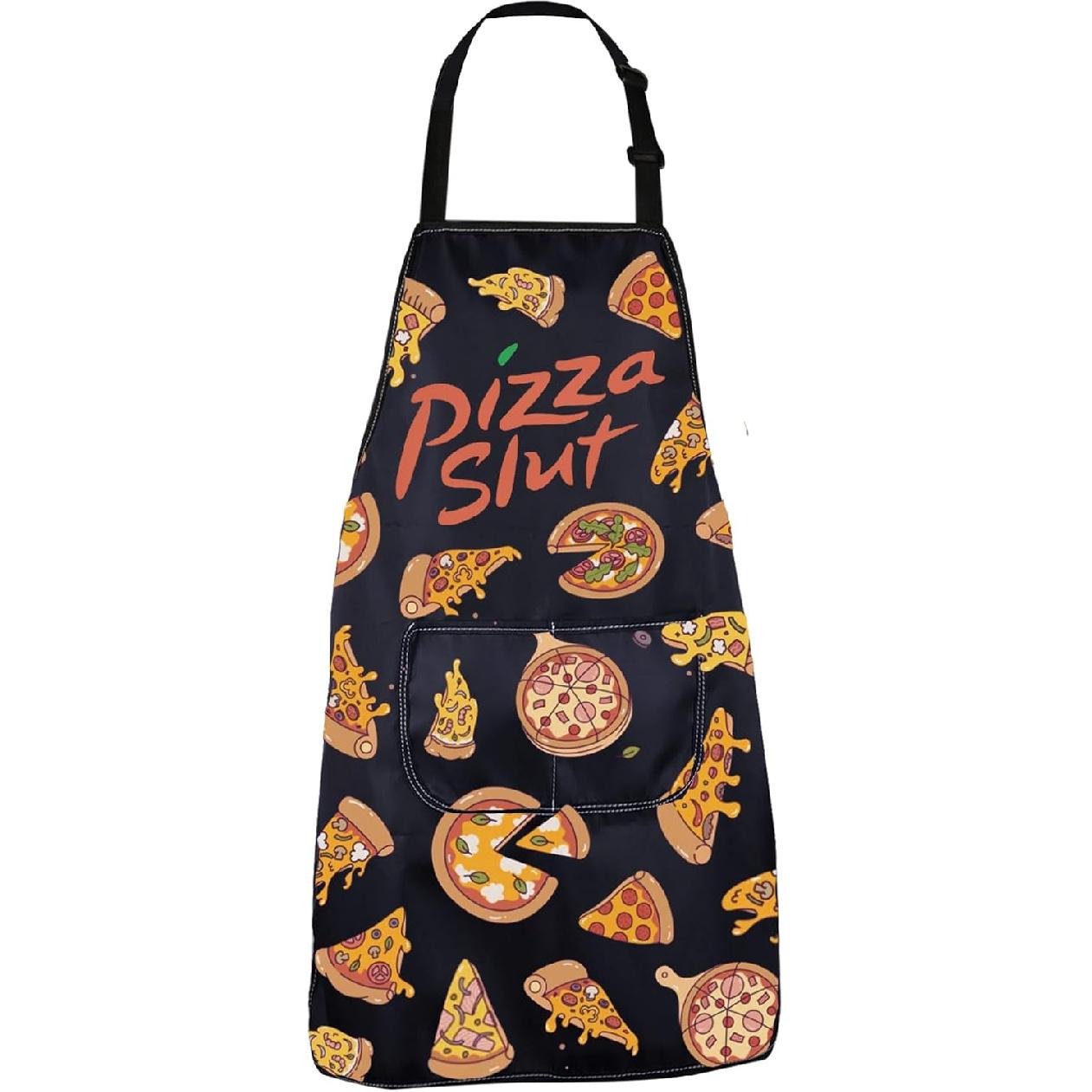 CENWA Pizza Day Gift Funny Pizza Slut Cooking Chef Kitchen Adjustable Apron for Pizza Lover (Pizza Slut Apron), 72*68cm