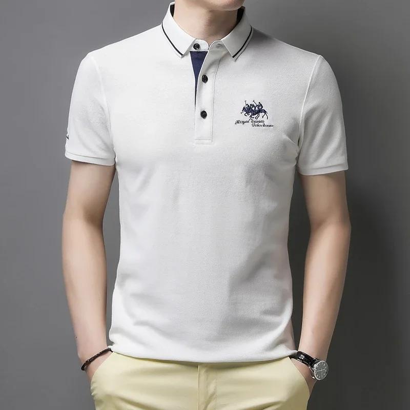 STORN Men s Embroidered Casual Fashion Short Sleeved POLO Shirt Summer Comfortable Top M белый