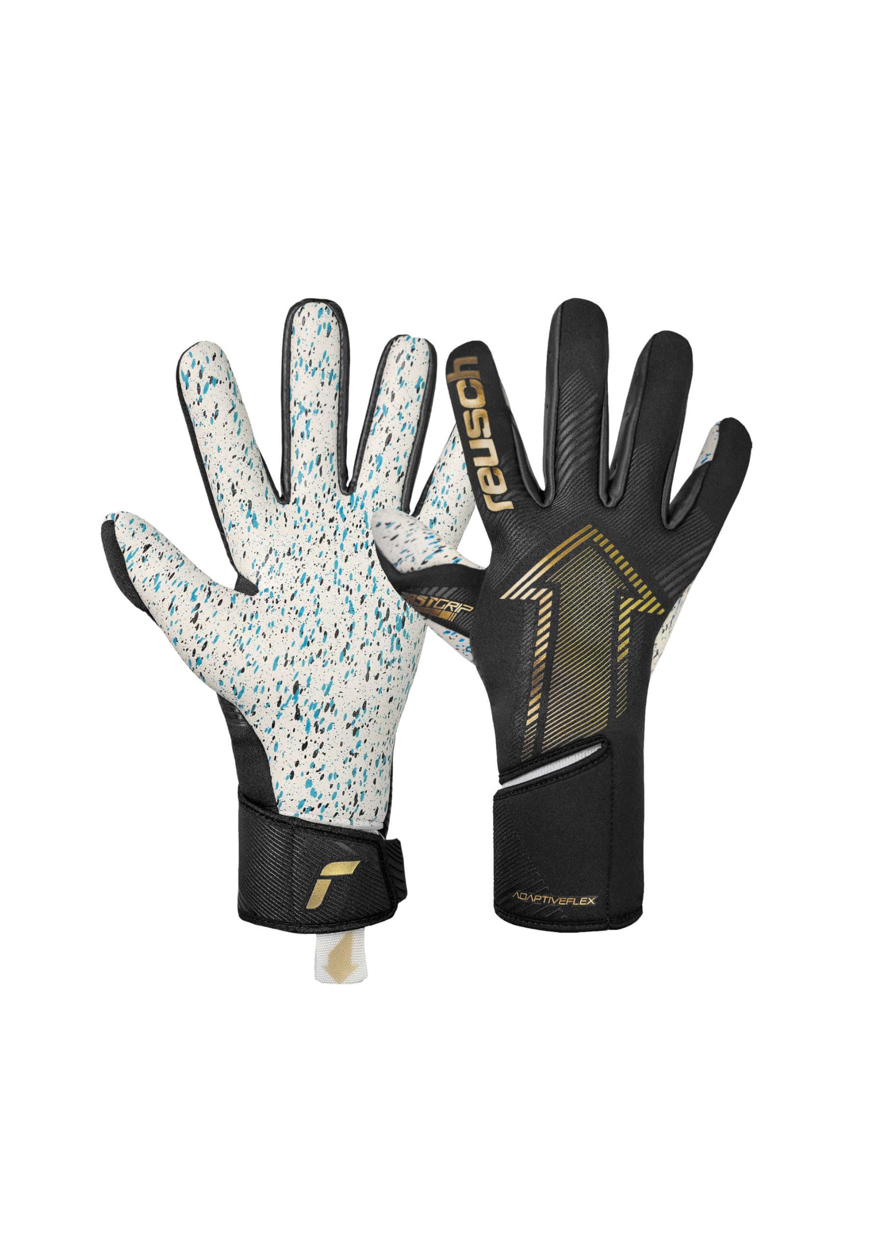 Reuch Fastgrip Fusion Soccer Goalkeeper 25SS 9 Gloves, Keyte, [5570900-7707] [7707] Black/Gold, (5570900)