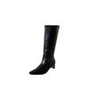 2025 autumn and winter new square head thick heel high heel temperament French fashion sexy beautiful women boots straight boots