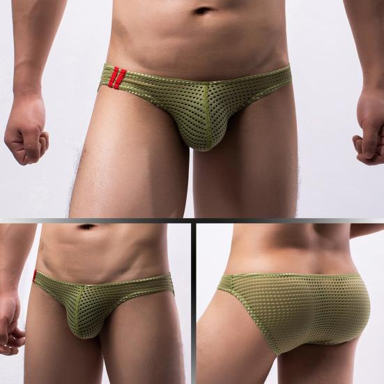 Yousheng Sexy Men Low-rise Briefs See-through Hollow Out Hip Lifting Soft Lightweight U-convex Panties Underpants