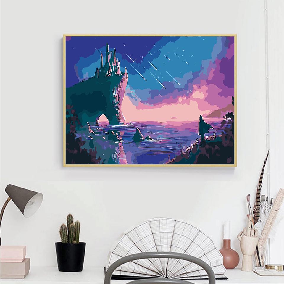 Diy Painting By Numbers Scenery Paint Canvas Ručně malované olejové obrázky podle čísel Vánoční dárek