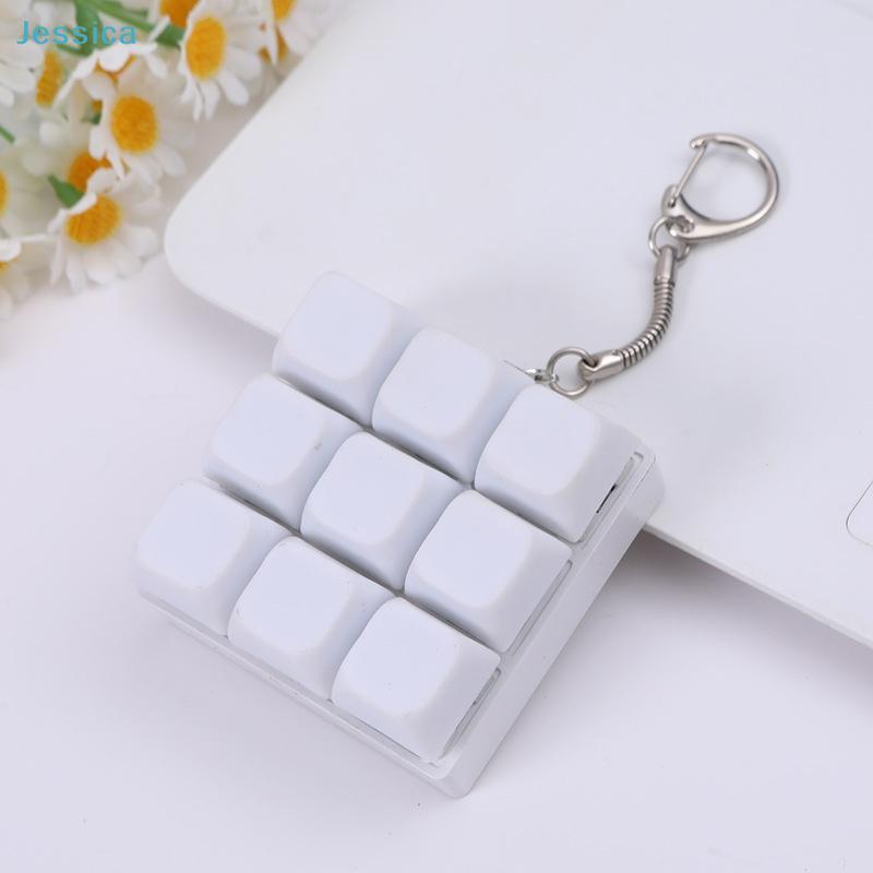 Keyboard Fidget Toy Keychain – 3x3 Push Pop Bubble Sensory Toy for Stress Relief & ADHD