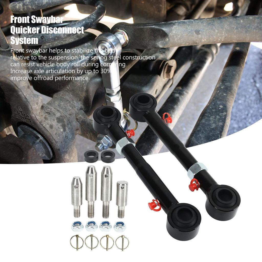 Front Automotive Replacement Stabilizer Link Kit, Stainless Steel Sway Bar Disconnect Kit for 2007-2018 JK/JKS Wrangler
