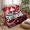 Coperta in Flanella Stampata Calda e Morbida per Calcio Svizzero, Amica della Pelle, Decorativa per Divano, Letto, Uso Quotidiano