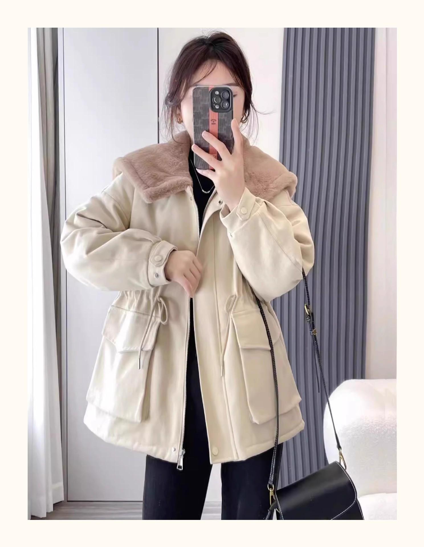 

Hooded tooling splicing jacket women s 2025 autumn and winter new fleece thickened loose and thin pie to overcome the tide M