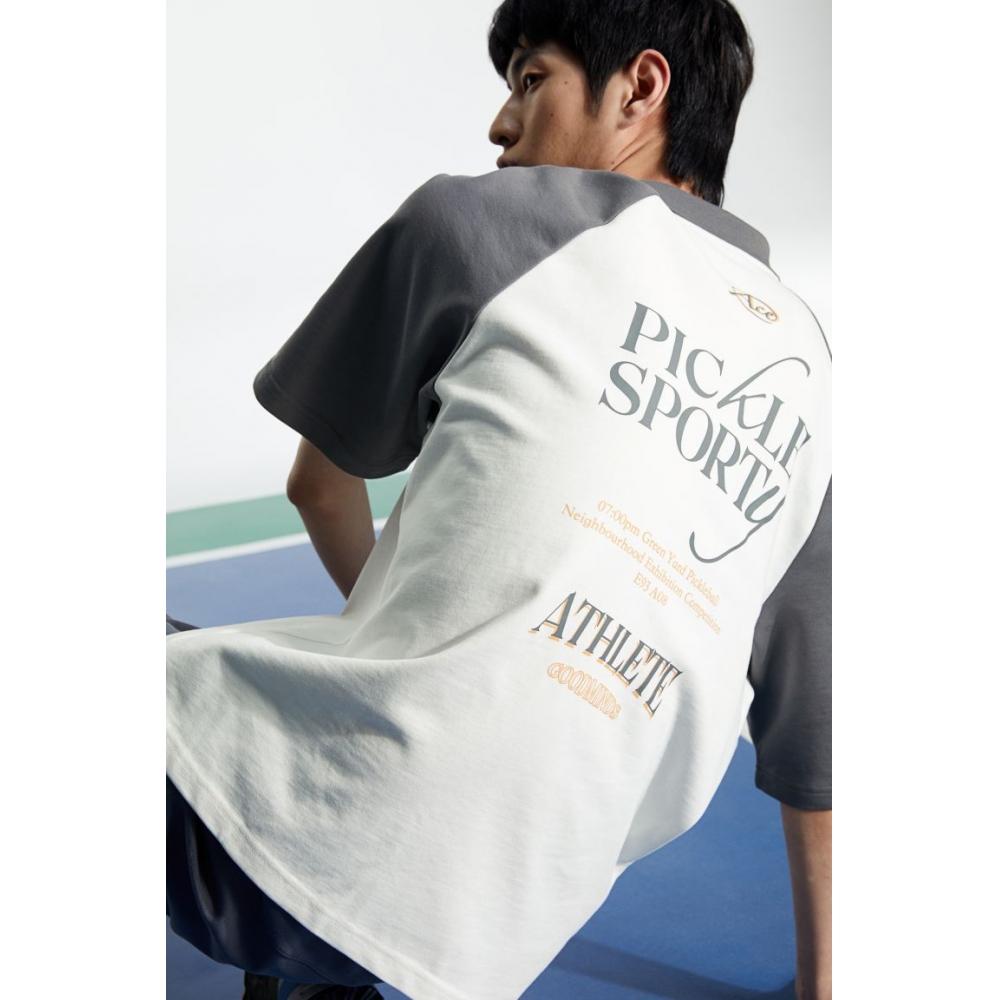 

HM Свободная рубашка поло с принтом белая темно-серая