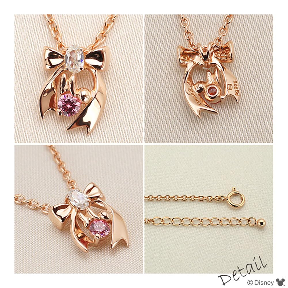 Minnie Silver Pendant Necklace Pink Gold Coated Cubic Zirconia [Disney] (VPCDSW0044)
