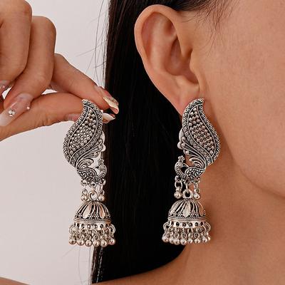 Metallic Peacock Bell Tassel Earrings, High-end and Elegant Earrings for Women