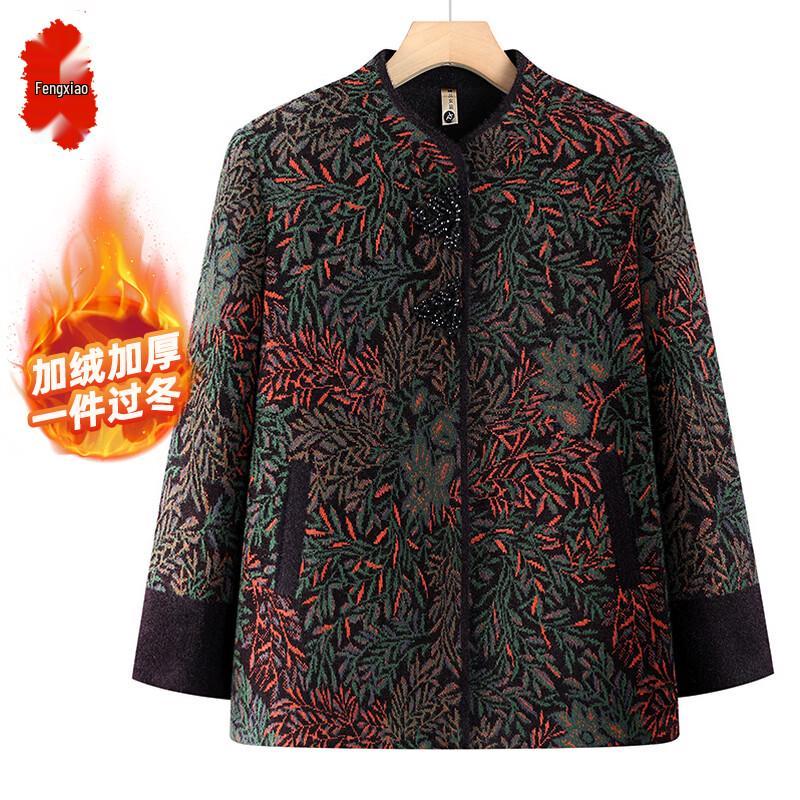 

Elderly Women s Winter Fleece-Lined Short Jacket 5XL